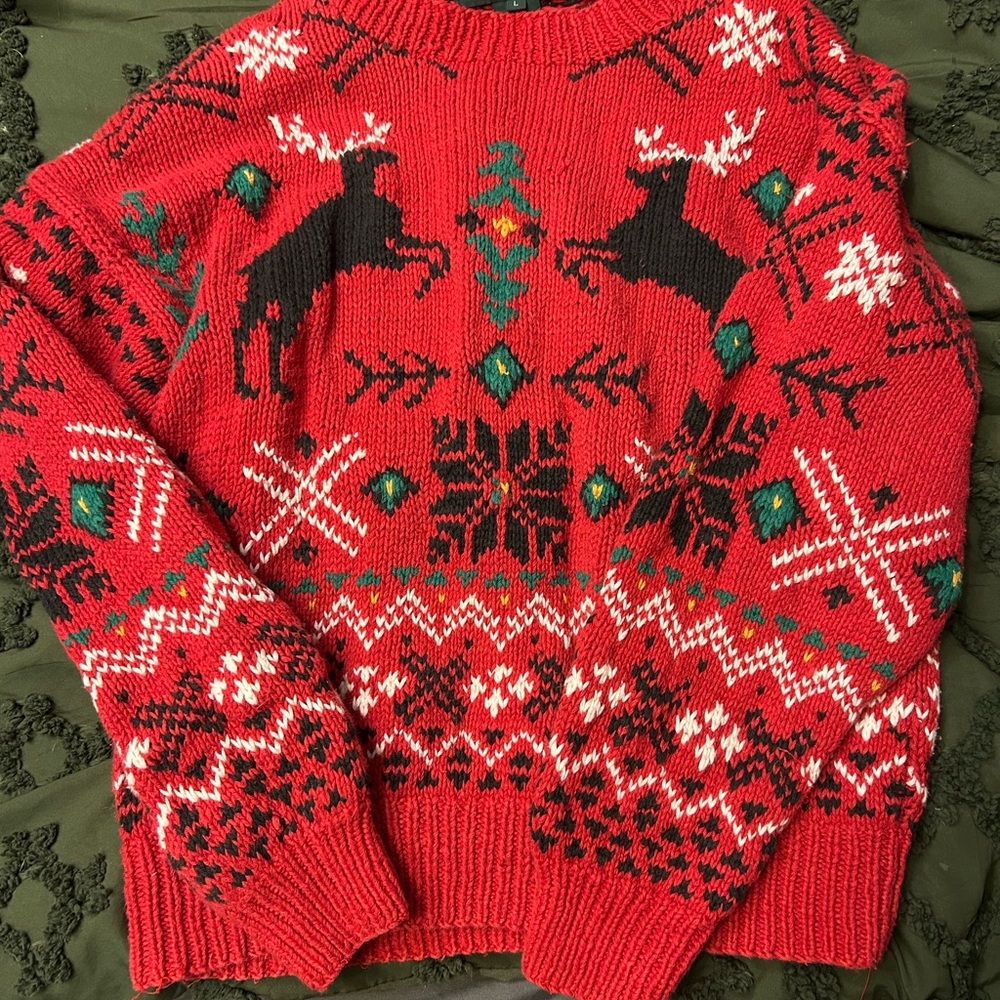 Festive Red Reindeer Sweater